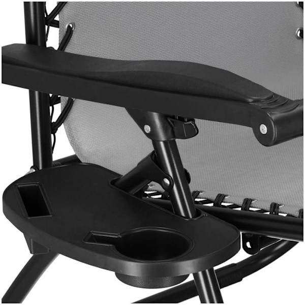Springos® Sammenklappelig Havestol med Hovedstøtte og Sidebord – Inklinerbar Relaxationssæde 'Zero Gravity' Grå
