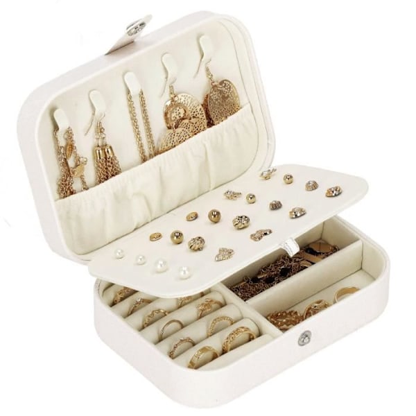 Smykkeskrin - SPRINGOS - Smykkeorganisator - Crème - 4 Rum - 5 Kroge grädde