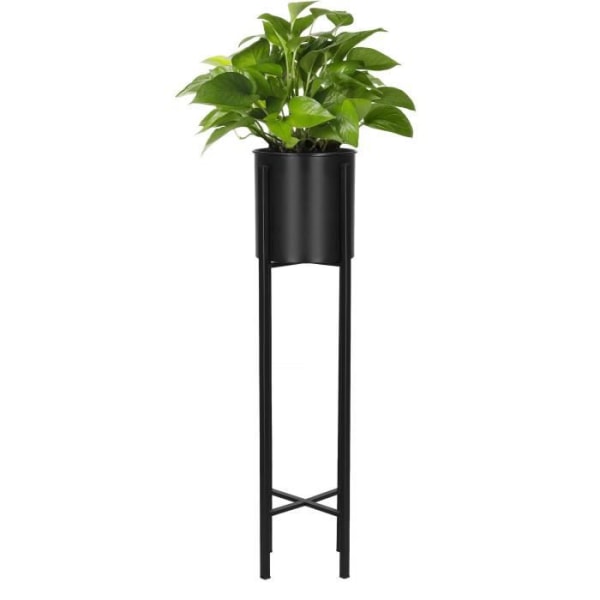SPRINGOS® Metal blomsterbed med en sort potte, 16 x 74 cm den perfekte indretning til indvendigt og udvendigt i dit hjem Svart