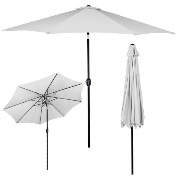 Springos® Haveparasol med hældningsfunktion og svendestangssystem 300 x 245 cm ljusgrått