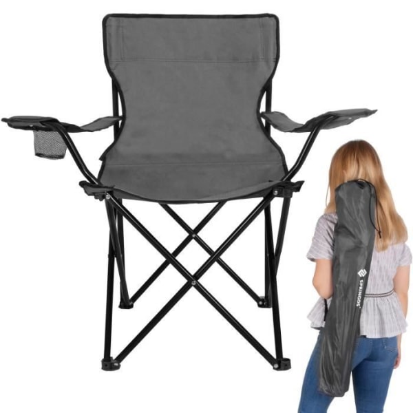 Kollapsbar campingstol - SPRINGOS - Grå - Polyester 600D - Stål - 1 plads Grå