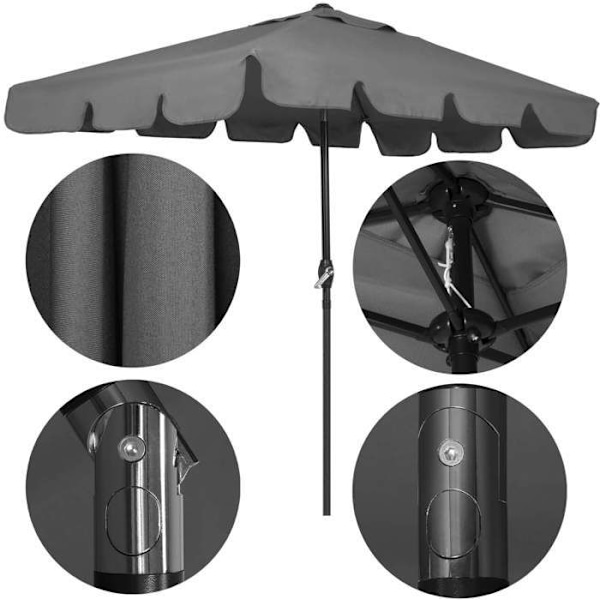 Springos® Rektangulær haveparasol med hældningsfunktion og håndsving 240 cm mörkgrå