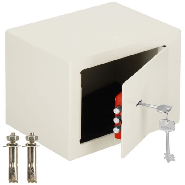 SPRINGOS® kassaskåp för hemmet, hållbart högsäkerhetsskåp i stål, nyckelförvaring för pengar 17 x 17 x 23 cm