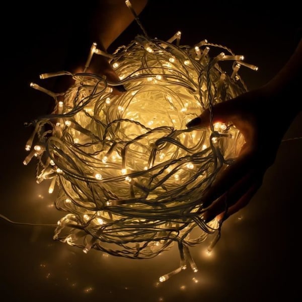 SPRINGOS® 300 LED lysgardin 14,5 m varm hvid IP44 - 8 funktions programmør Vit varm