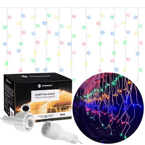 SPRINGOS® Light Garland 200 LEDiä, 10,5 metriä Sisustus 8-toimintoinen ohjelmoija IP44 – monivärinen mångfärgad