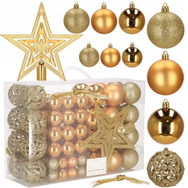 Julekugler - SPRINGOS - 100 stk - Ubrydelig - Ø 3/4/6 cm - Guld farve Guld