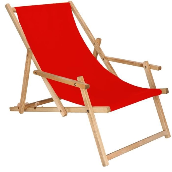 Chaise longue - SPRINGOS - Havekjole - Bøg - Sammenklappelig - Armlæn - Rød Snape