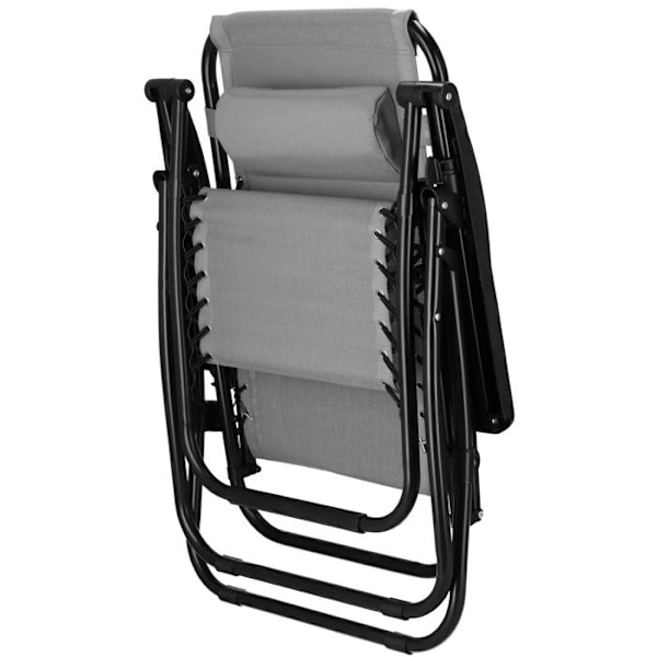 Springos® Sammenklappelig Havestol med Hovedstøtte og Sidebord – Inklinerbar Relaxationssæde 'Zero Gravity' Grå
