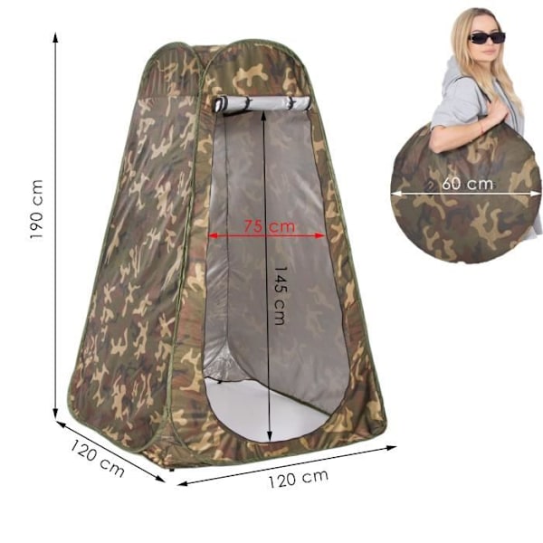 Multifunktionell tält - SPRINGOS® - Strandprovhytt - 120 x 120 x 190 cm - Pop-up - Polyester nyanser av grönt och brunt