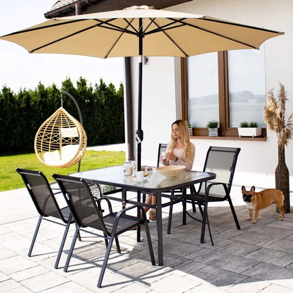 Springos® Haveparasol med hældningsfunktion og svendestangssystem 300 x 245 cm Beige