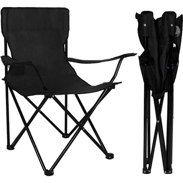 Sammenklappelig campingstol - Springos - Sort - 600D polyester - Stål - Belastning 100 kg Svart