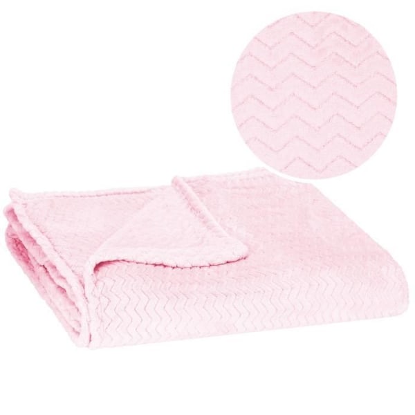 SPRINGOS® Sengetæppe - Blød Varm Plaid - Zigzag mønster - 160 x 200 cm - Pastel Pink pastell rosa