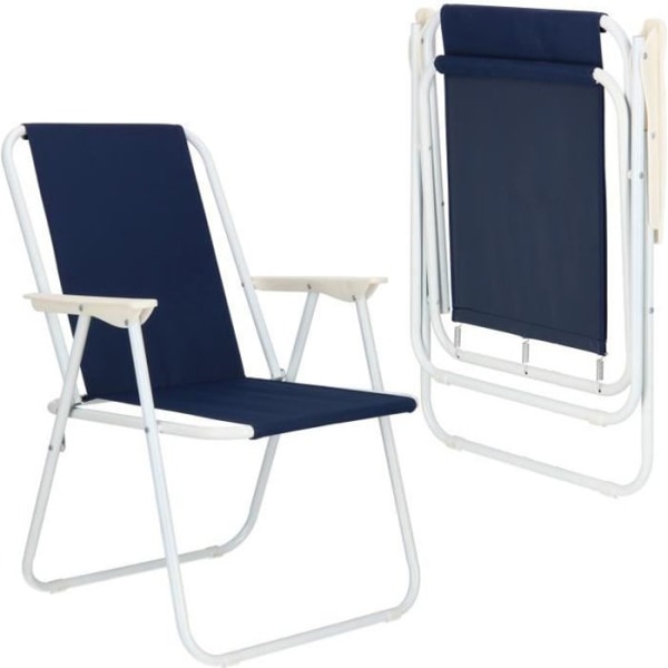 SPRINGOS hopfällbar strandcampingstol - mörkblå - Pulverlackerat stål - Polyester - 52x59x80 cm mörkblå