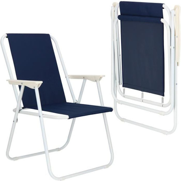 SPRINGOS sammenklappelig strandcampingstol - mørkeblå - Pulverlakeret stål - Polyester - 52x59x80 cm mörkblå