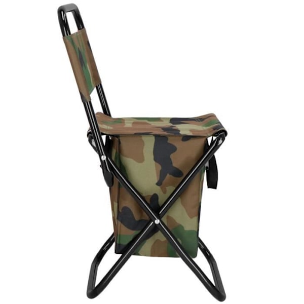 Springos® Picknickstol med ryggstöd, ficka under sitsen, bärhandtag, hopfällbar stol militär-