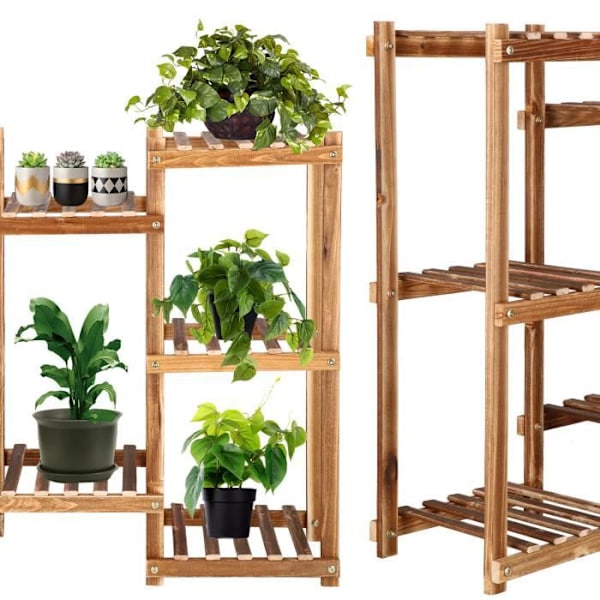 SPRINGOS® Växtställ, Blomsterställ 5-vånings Bambu Trä Blomstrappa Balkong Vardagsrum Trädgård Uteplats kastanj