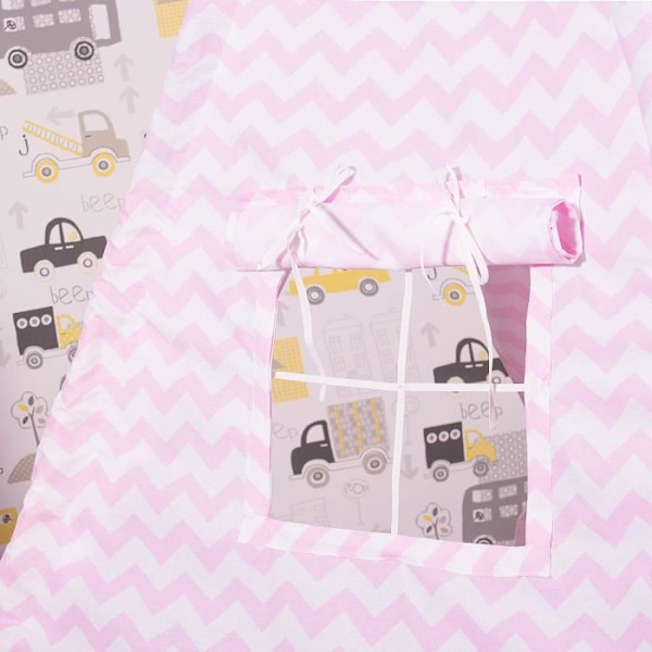 Teepee Wigwam telt til børn i SPRINGOS® bomuld - Pink - 160x120x100 cm Rosa