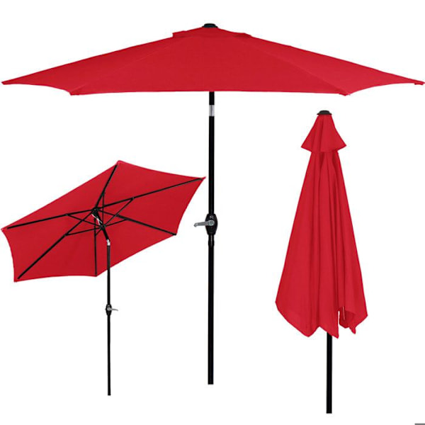 Springos® Haveparasol med vippefunktion og kranksystem 260 cm Röd