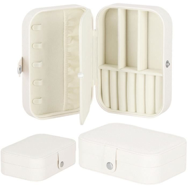 Smykkeskrin - SPRINGOS - Smykkeorganisator - Crème - 4 Rum - 5 Kroge grädde