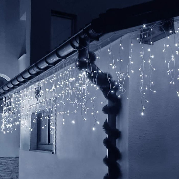 SPRINGOS® 300 LED lysgardin, 14,5m, 8 funktioner, kold hvid kall vit