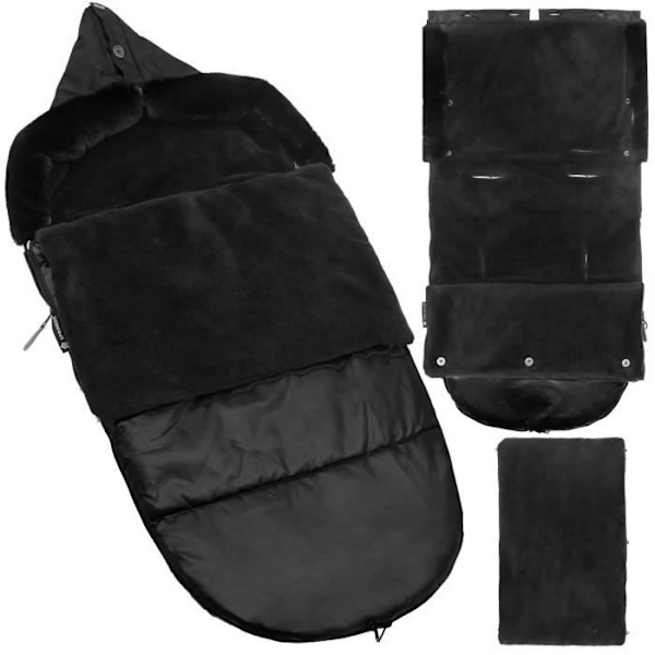 SPRINGOS® Vinterfotpåse för barnvagn, släde och babysits 40 x 80 cm Svart