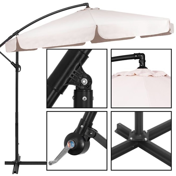 Springos® Parasol för trädgården med svängarm och vev, inklusive ett skydd 350 cm ecru