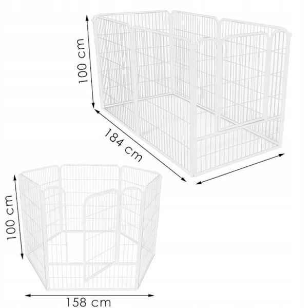 Modulärt hundhägn - Springos® - 6 delar - Fällbart - 184 cm x 94 cm - Vit metall Vit