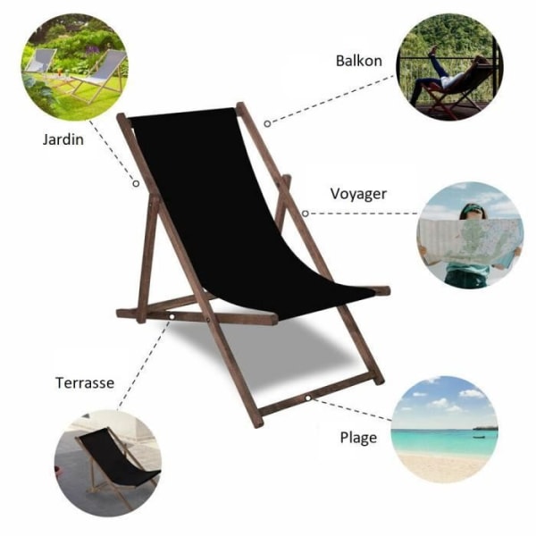 SPRINGOS® Imprægneret Havedæksstol Sammenklappelig Beach Wood Loungestol 120 kg