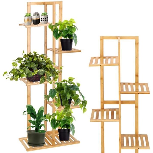 SPRINGOS® Plantestativ, Blomsterholder Bambus Træ Blomstertrapper 5 Etager Balkon Stue Haveterrasse kastanj