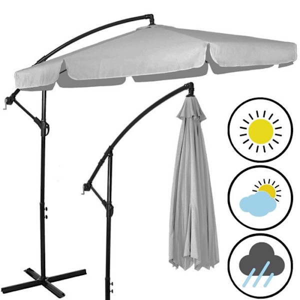 Springos® Sivupaneeli puutarhan aurinkovarjo, jossa on vipu, sisältäen suojapussin 350 cm ljusgrått