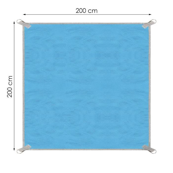SPRINGOS strandmåtte - Stort anti-sand tæppe 200x200cm - Blå Blå