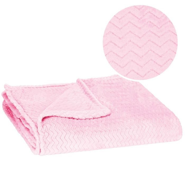 Tæppe til børneværelse - SPRINGOS - Zigzag mønster - 200x220cm - Polyester baby rosa