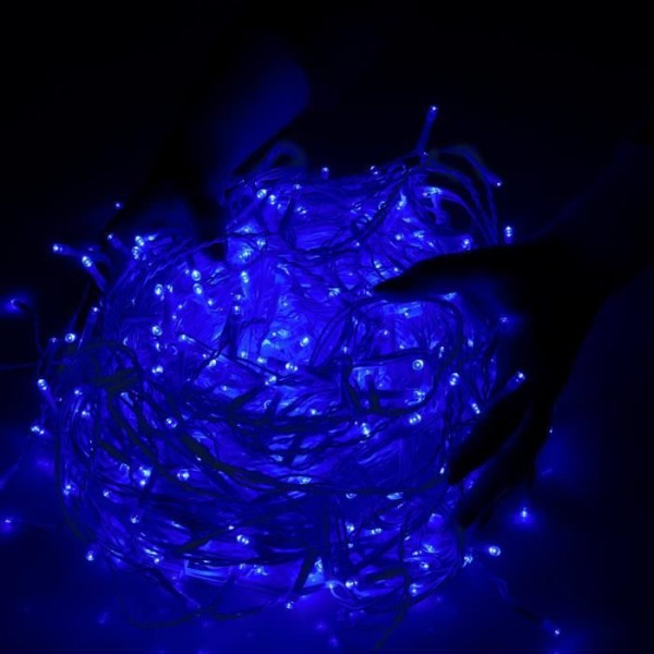 Lysende guirlande - SPRINGOS - 200 LED - 10,5 meter - Programmer med 8 funktioner - IP44 - Blå Blå