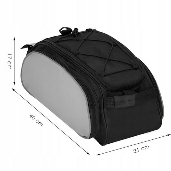 SPRINGOS® cykelväska 21x40cm med handtag, 14L vattentät - Svart/Grå svart grå