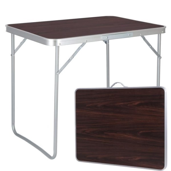 SPRINGOS® Campingbord med handtag Hopfällbart bord 50 x 70 x 60 cm - mörkbrunt