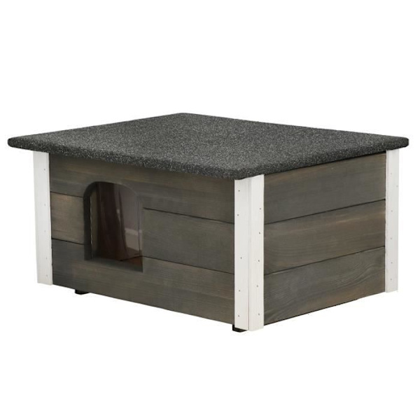 Hus til katte og hunde - SPRINGOS® - Træ - 39 x 54 x 30 cm - Interiør - Isoleret Grå