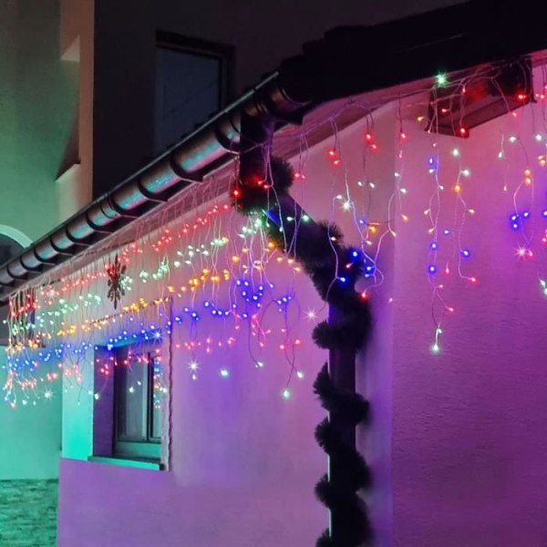 SPRINGOS® Lysende guirlande 500 LED, 22,5 meter Dekoration Programmer 8 funktioner IP44 – multifarvet mångfärgad