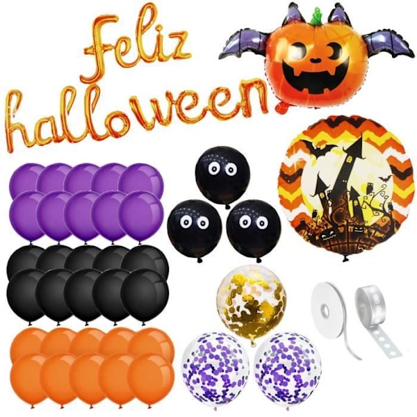 Halloween-koristeet - SPRINGOS - Moniväriset ilmapallot - 60 kpl - Lateksi - Halloween-teema Flerfärgad