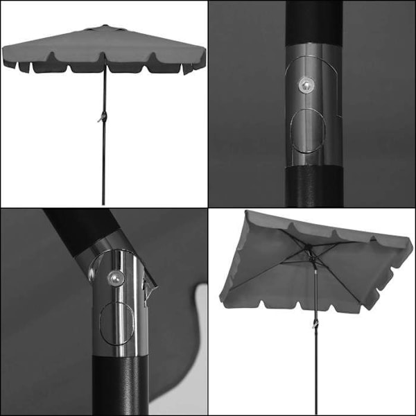Springos® Rektangulær haveparasol med hældningsfunktion og håndsving 240 cm mörkgrå
