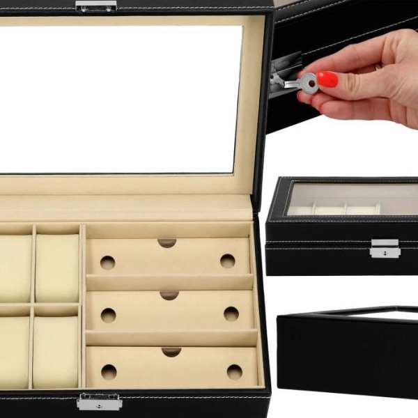 Etui - SPRINGOS - Sort - 6 urrum - 3 brillerum - Chic Svart
