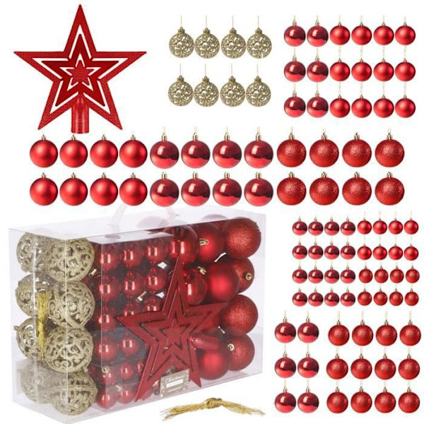 Joulupallo - SPRINGOS® - 100 kappaletta - Punainen - Kulta - Tähtihuippu Snape - Guld
