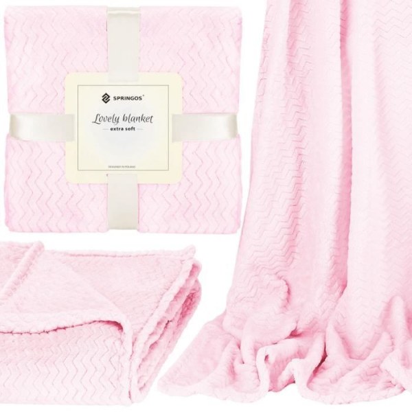 Tæppe - SPRINGOS - Zigzag - 130 x 180 cm - Polyester - Blødt og varmt Rosa