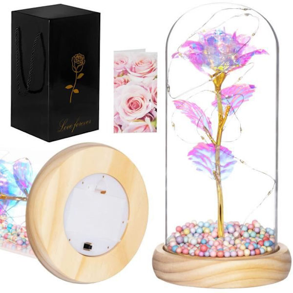 Rose i en glaskuppel - SPRINGOS - Flerfarvet - Hvid - LED - Voksen - Unisex mångfärgad