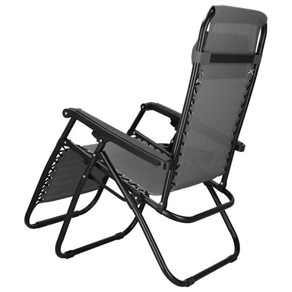 Springos® Sammenklappelig Havestol med Hovedstøtte og Sidebord – Inklinerbar Relaxationssæde 'Zero Gravity' Grå