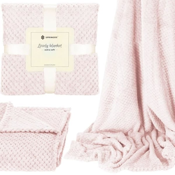 Täcke - SPRINGOS - 200 x 220 cm - Polyester - Gamla rosa - Snäckmönster gammalrosa
