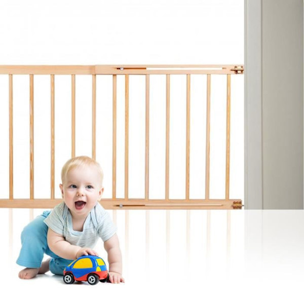 SPRINGOS® Baby Sikkerhedslåge - Trapper, Døre - Fyrretræ - 72-122 cm Naturlig