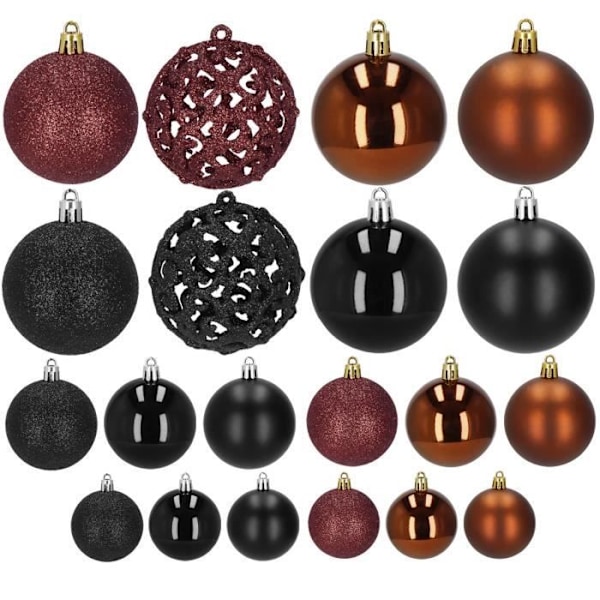 Julekugler - SPRINGOS - 100 styk - Sort, Brun, Bourgogne - Plast - Elegant dekoration kastanj