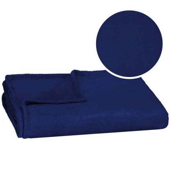 Tæppe - SPRINGOS - 200x220 cm - Kongeblå - 100% polyester - Blødt og varmt kungsblå