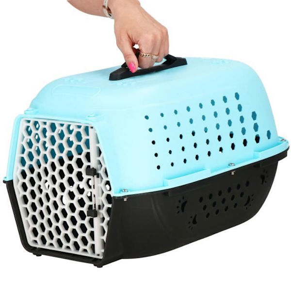 Transportbur til kæledyr - SPRINGOS® - 48 x 28 x 33 cm - Plastik - Blå - 1,1 kg Blå