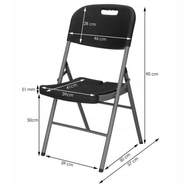 Sammenklappelig stol - SPRINGOS - Sort - Metal - Plastisk HDPE - 150 kg maks Svart